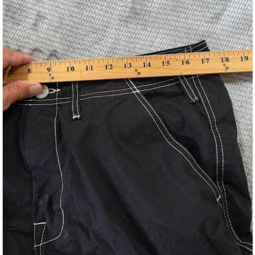 True Religion Mens Cargo Pants Black White Contrast Stitch Relaxed Fit 34X30